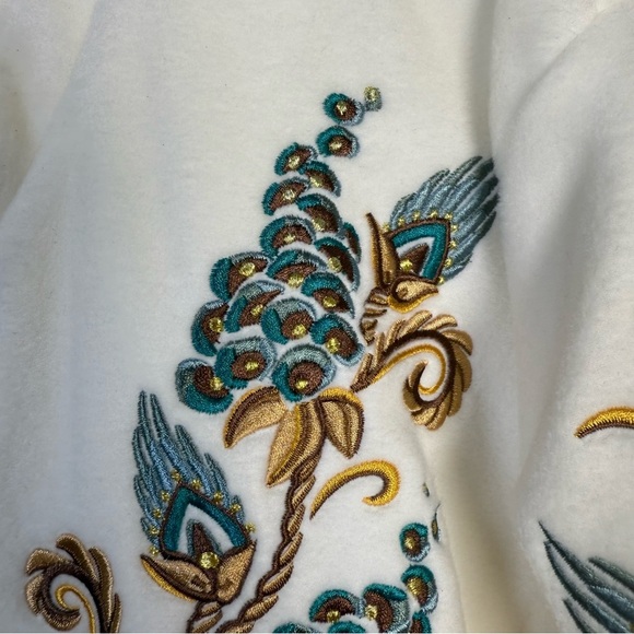 Bob Mackie Wearable Art Embroidered Button Front Fleece Jacket Coat Size XL NWT - Picture 3 of 8